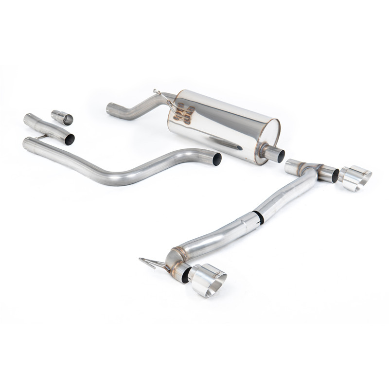 FAP Back Milltek Ford Fiesta MK8 2020-2025 - Sans silencieux primaire et avec silencieux AR - sortie Dual GT100 Polies