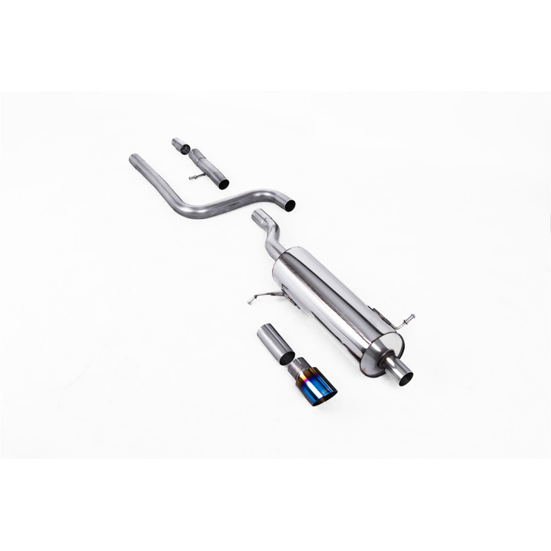 FAP Back Milltek Ford Fiesta MK8 2020-2025 - Sans silencieux primaire et avec silencieux AR - sortie GT90 Titane bleui