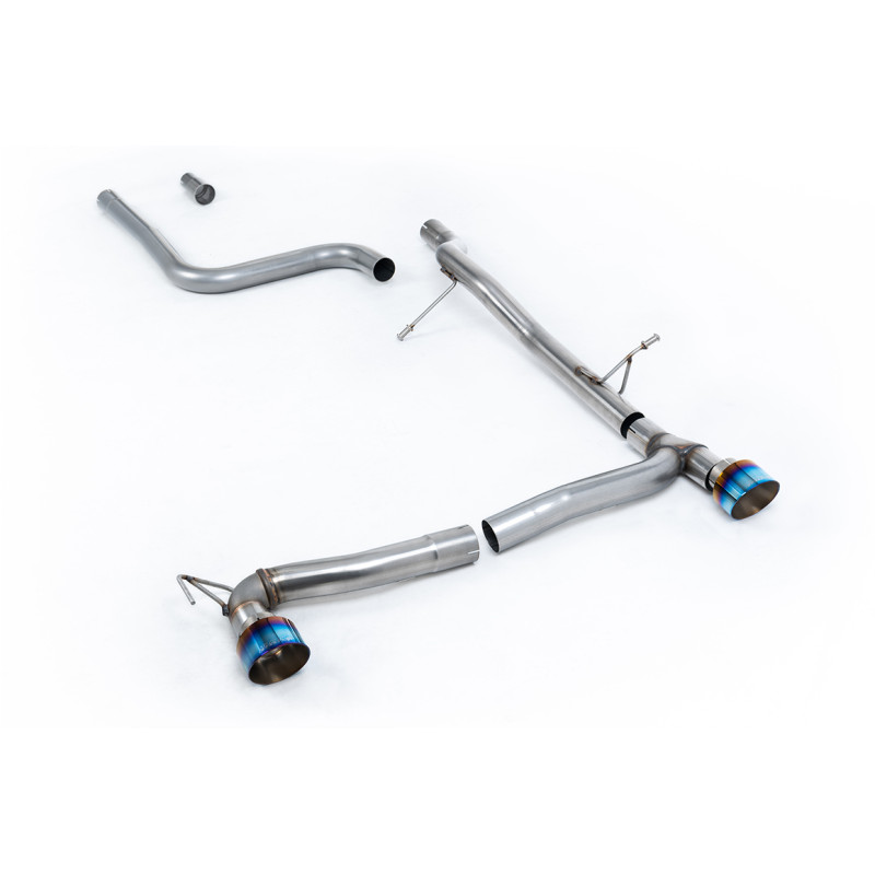 FAP Back Milltek Ford Fiesta MK8 2019-2025 - Sans silencieux primaire et sans silencieux AR - sortie Dual GT100 Titane bleui