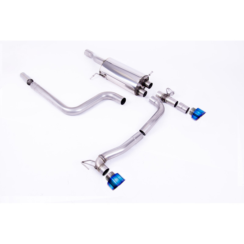 DPF-Back Milltek Ford Fiesta MK8 ST200 1.5 EcoBoost 2018-2020, ECE-zugelassen, ohne Resonator, Doppelendrohre GT100 Titan blau a