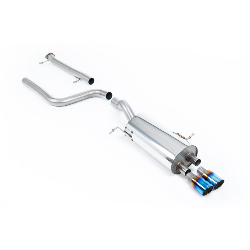Catback Milltek Ford Fiesta MK7 ST182 - ST200 - Sans silencieux primaire et avec silencieux AR - sortie Twin GT80 Titane bleui