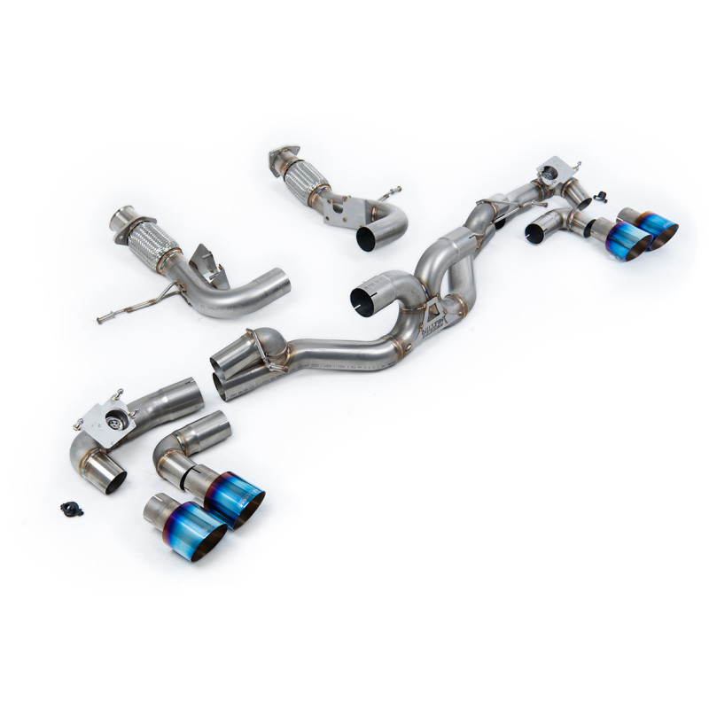Catback Milltek Chevrolet Corvette C8 Stingray et E-Ray 2020-2024 - non résonné - sorties Quad GT100 Titane bleui