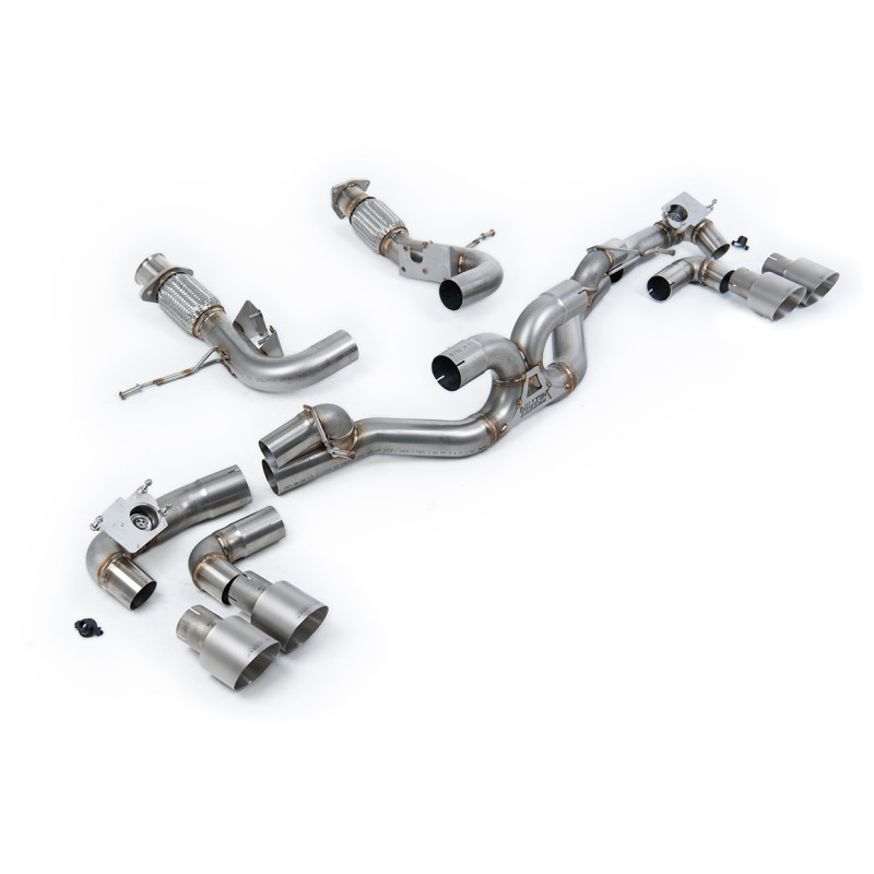 Catback Milltek Chevrolet Corvette C8 Stingray et E-Ray 6.2L V8 2020-2025 sans FAP - non résonné - sorties Quad GT100 Titane