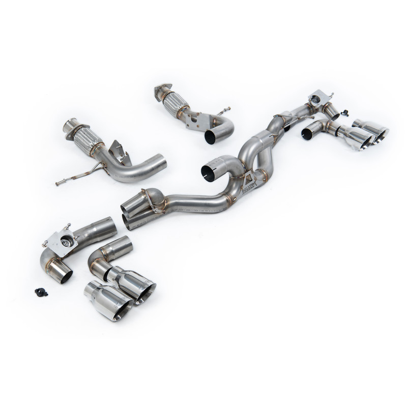 Catback Milltek Chevrolet Corvette C8 Stingray et E-Ray 6.2L V8 2020-2025 sans FAP - non résonné - sorties Quad GT100 Polies