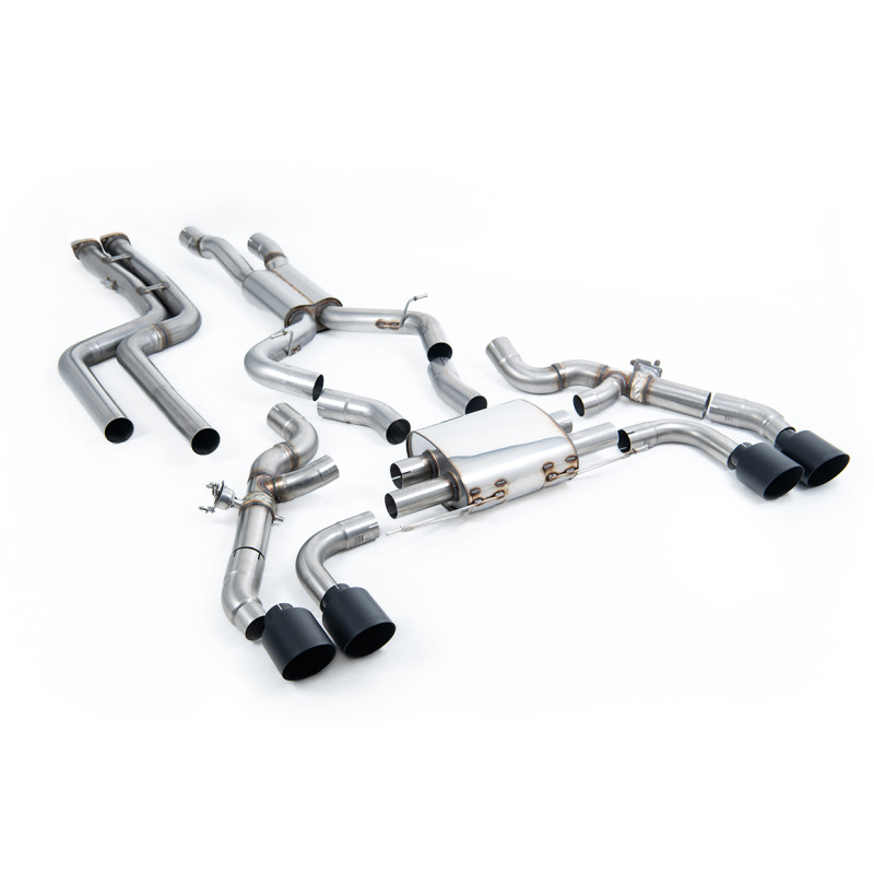 Cat-back Milltek BMW X3 G01 X3M - Exhaust after downpipes with DPF bypass, no muffler - Quad GT115 Cerakote Black Tips