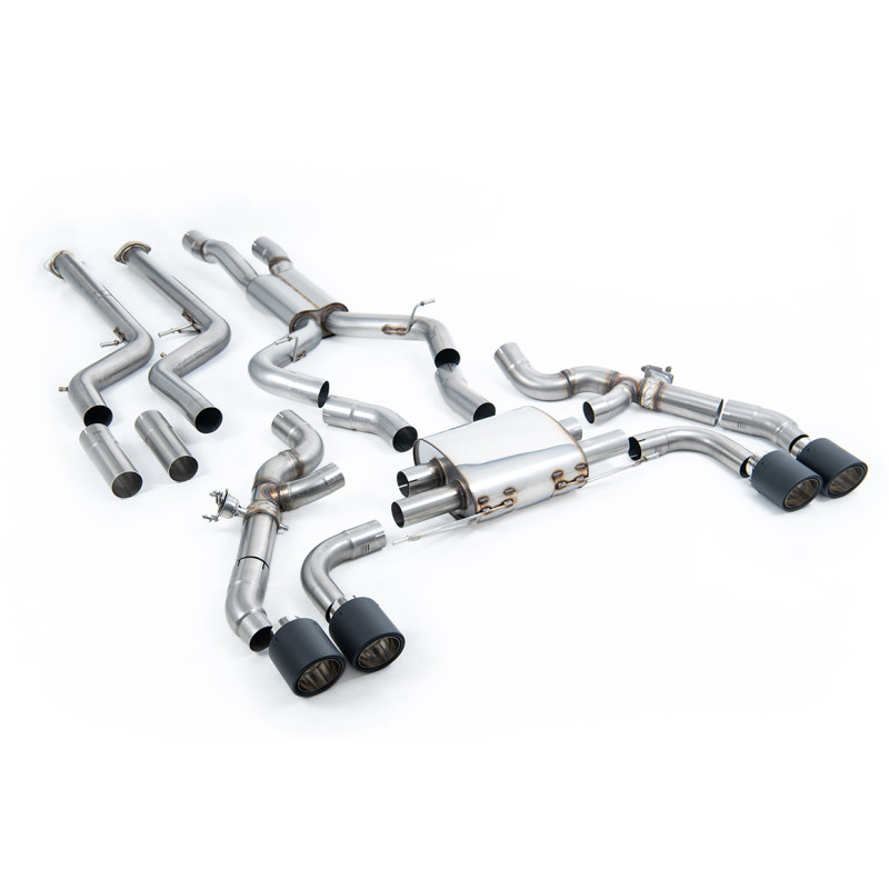 Catback Milltek BMW X3 G01 X3M, X4 G02 X4M - Ligne après downpipes avec Bypass FAP - sorties Quad Jet-115 Carbone