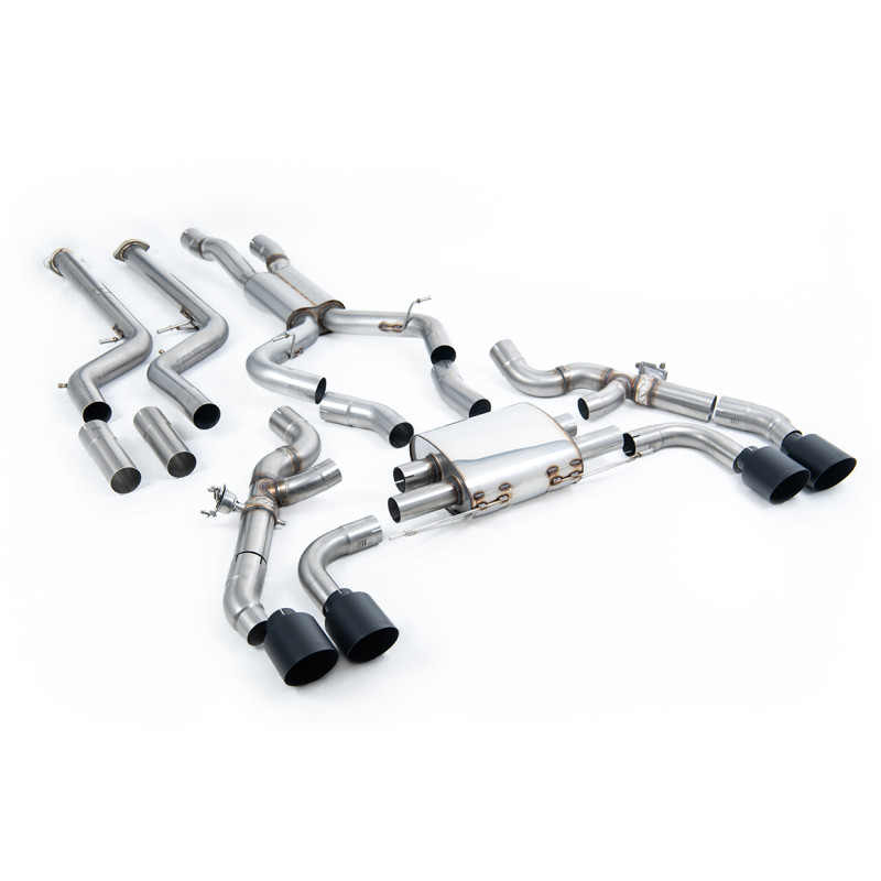Cat-back Milltek BMW X3 G01 X3M, X4 G02 X4M - After downpipes with DPF bypass - Quad GT115 Cerakote Black Tips