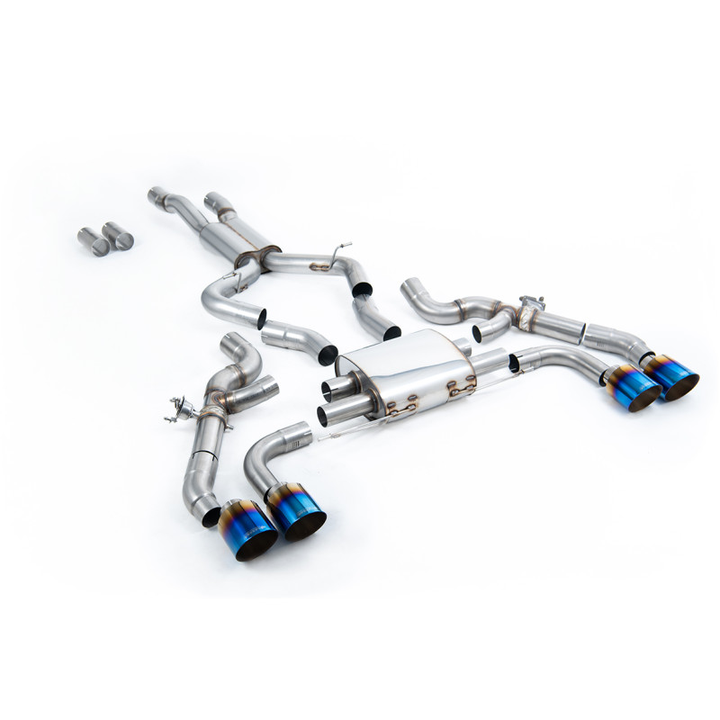 FAP Back Milltek BMW X3 G01 X3M 2019-2024, X4 G02 X4M 2022-2025 - risonante - terminali Quad GT115 Titanio blu