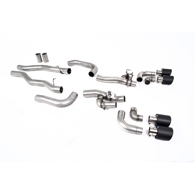 FAP Back Milltek BMW Série 8 F91-F92 M8, Série 8 F93 M8 - non résonné avec Bypass silencieux AR + sorties Quad Jet-115 Carbone