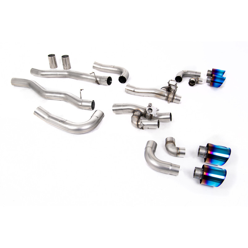 FAP Back Milltek BMW Serie 8 F91-F92, Serie 8 F93 - no resonado con Bypass silenciador TR + colas Quad GT115 Titanio azulado