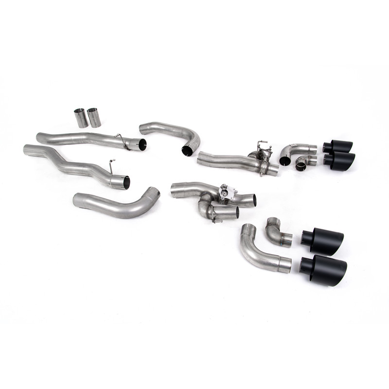 FAP Back Milltek BMW Serie 8 F91-F92, Serie 8 F93 - sin resonar con bypass silenciador trasero + colas Quad GT115 Cerakote Negro