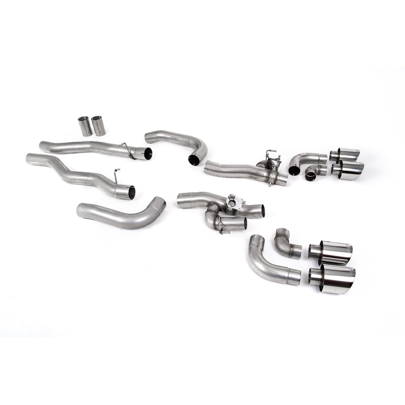 FAP Back Milltek BMW Serie 8 F91-F92 M8, Serie 8 F93 M8 - non risonante con Bypass silenziatore post. + uscite Quad GT115 Lucida