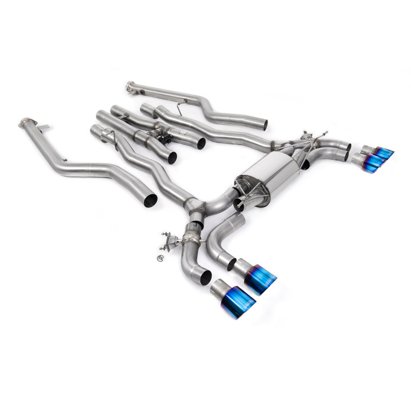Cat-back Milltek BMW 5 Series F90 - Exhaust after downpipes - Quad GT100 blued titanium tips - Phase 2 M5 and M5 Competition
