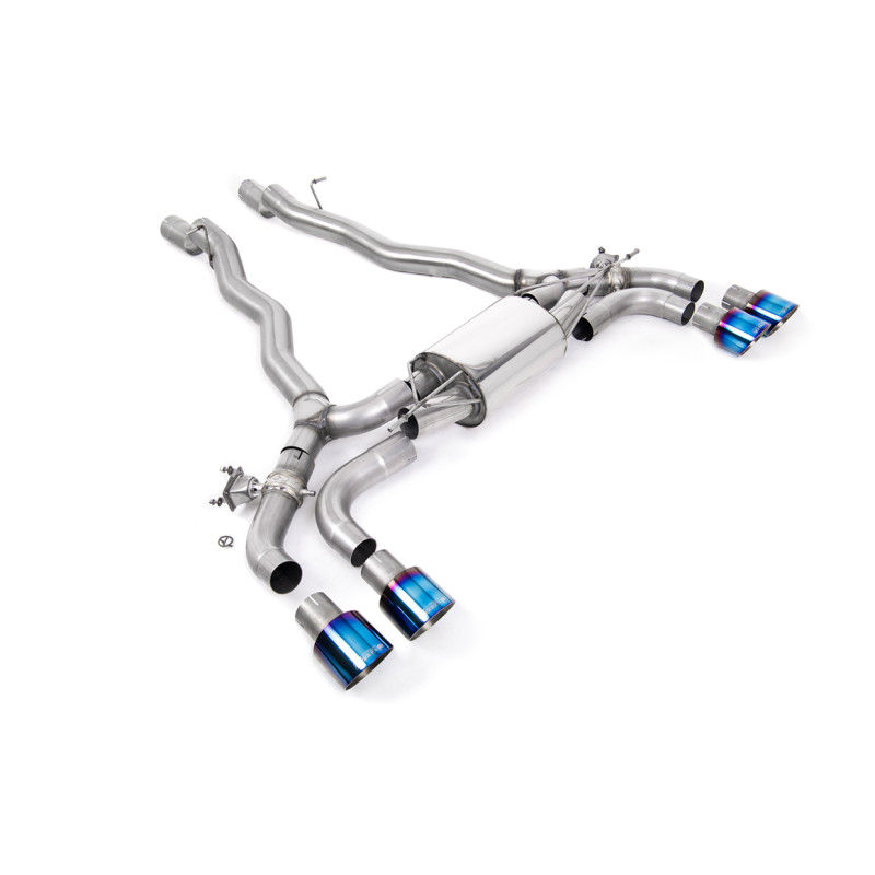 Axle-back Milltek BMW Serie 5 F90 M5 2018-2024 - Línea tras la parte central original - colas de escape cuádruples GT100 titanio