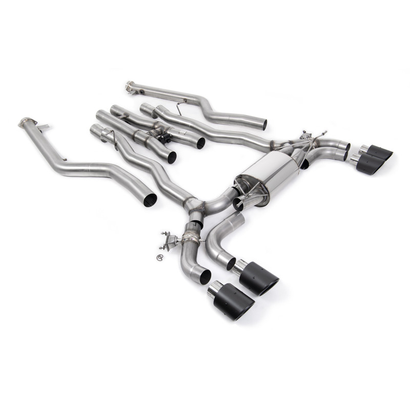 Catback Milltek BMW Série 5 F90 - Ligne après downpipes - sorties Quad Jet-100 Carbone - Phase 2 M5 et M5 Competition