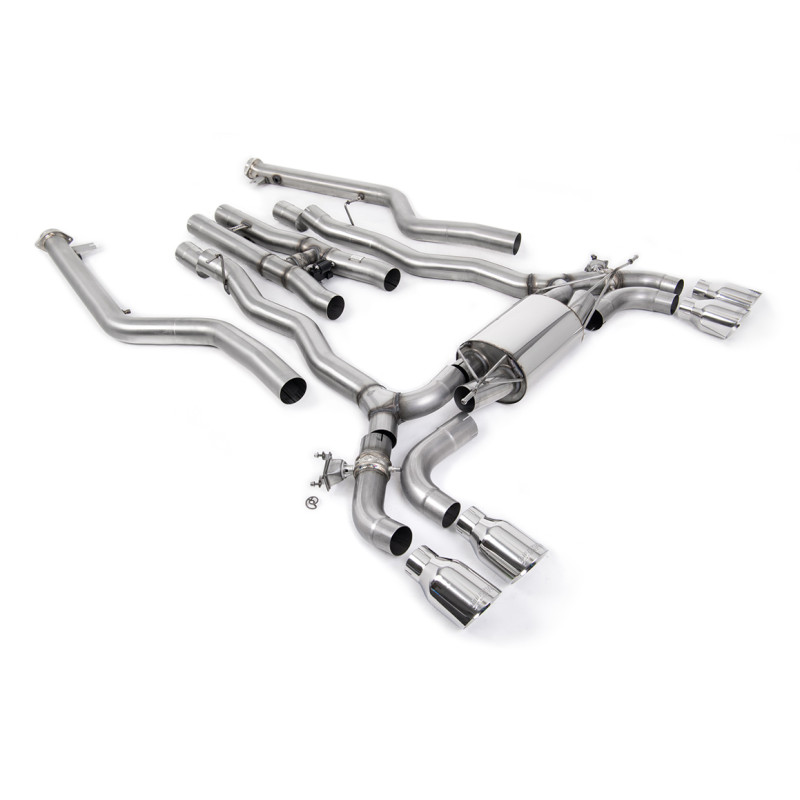 Catback Milltek BMW Série 5 F90 - Ligne après downpipes avec Bypass - sorties Quad GT100 Polies - Phase 2 M5 et M5 Competition