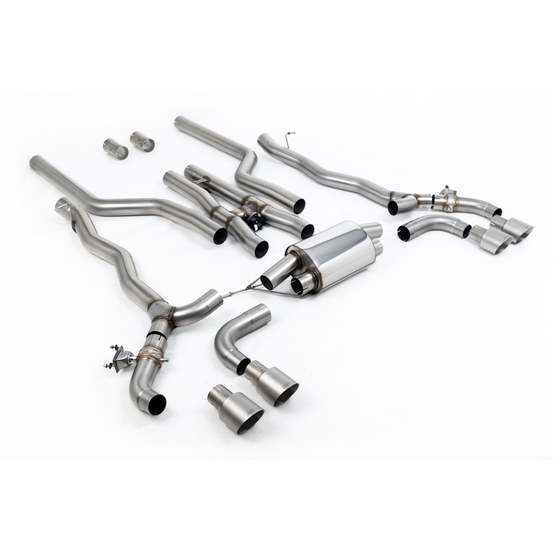 Cat-back Milltek BMW 5 Series F90 - Rear Section After Downpipes with Bypass - Quad GT100 Titanium Exhaust Tips - M5 and M5 Comp