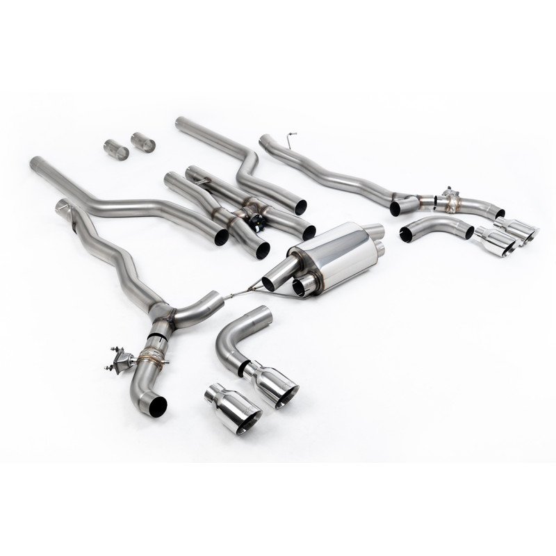 Cat-back Milltek BMW Serie 5 F90 - Linea dopo downpipe con Bypass - terminali Quad GT100 lucidati - M5 e M5 Competition