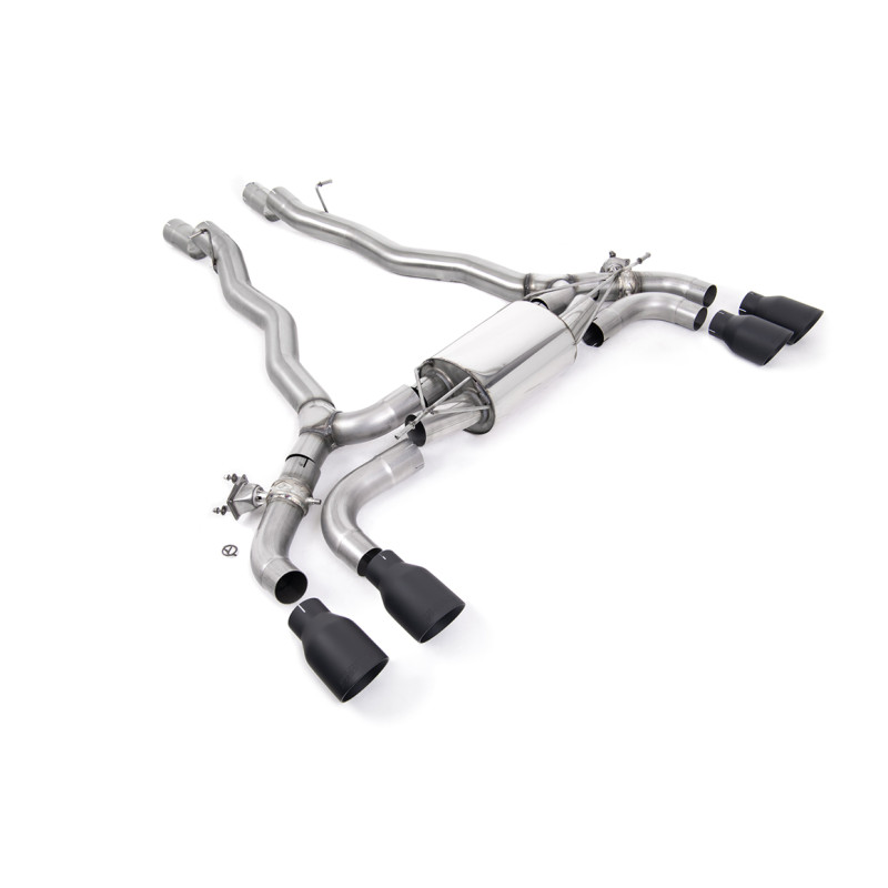 Axle-back Milltek BMW Serie 5 F90 M5 2018-2024 - Linea dopo la parte centrale di serie - uscite Quad GT100 Cerakote Nero