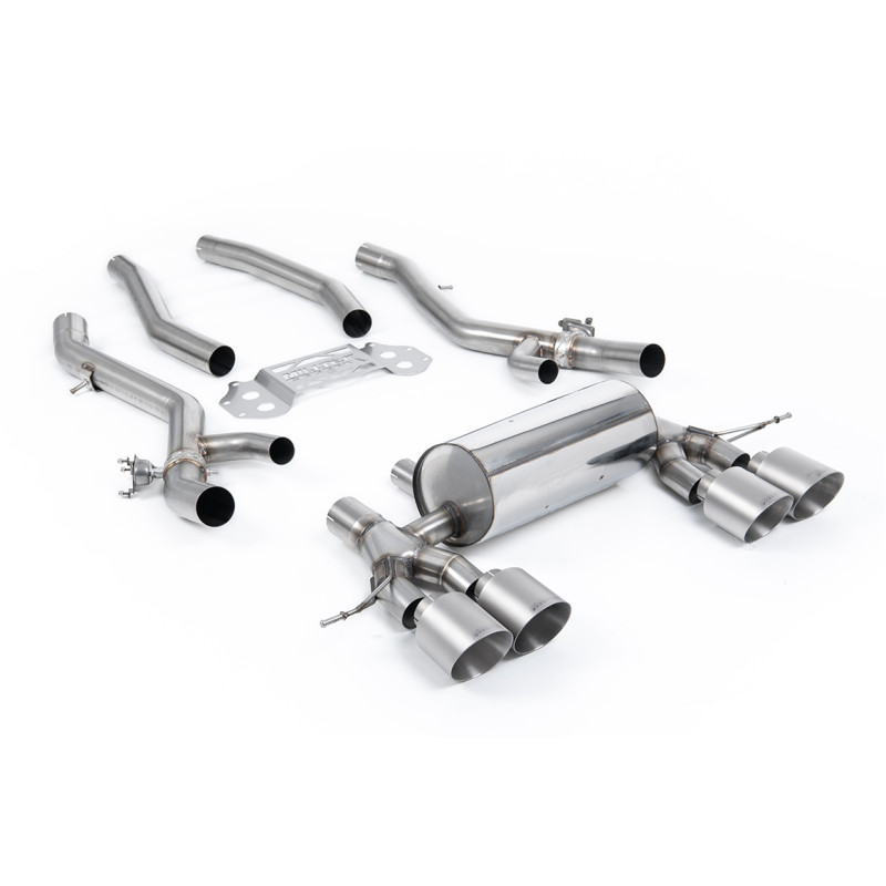 FAP Back Milltek BMW Serie 3 G80-G81 M3, Serie 4 G82 M4 - Con bypass silenciador intermedio - colas Quad GT115 Titanio