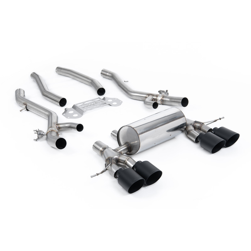 DPF Back Milltek BMW Serie 3 G80-G81, Serie 4 G82 - Con bypass silenziatore centrale - terminali Quad GT115 Cerakote Nero