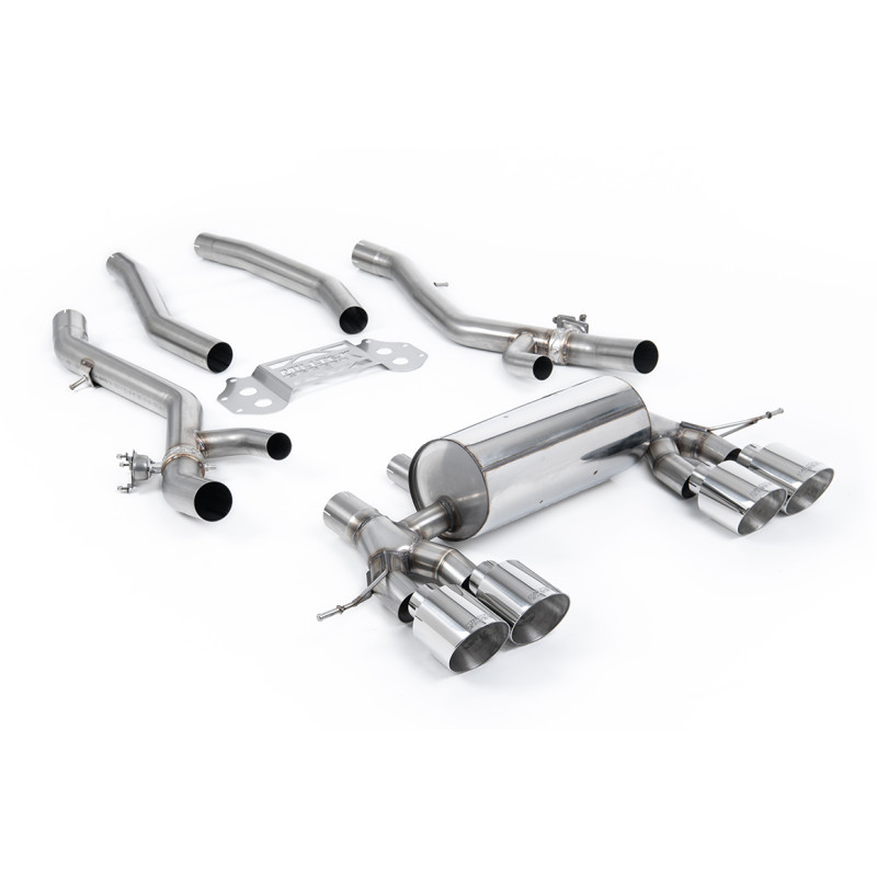 FAP Back Milltek BMW Serie 3 G80-G81 M3, Serie 4 G82 M4 - Con bypass silenziatore centrale - terminali Quad GT115 lucidati