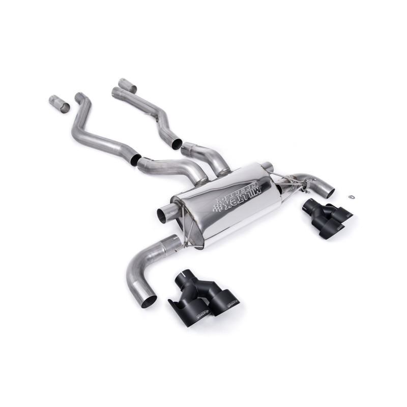 FAP Back Milltek BMW Serie 3 G20-G21, Serie 4 G22 - Homologado ECE - Montaje tras FAP - colas de escape Quad GT100 Cerakote Negr