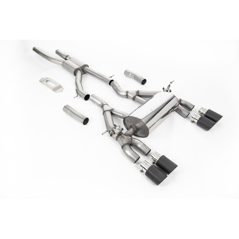 FAP Back Milltek BMW Série 3 F80 M3 2019-2020, Série 4 F82-F83 M4 2019-2020 - résonné Race - sorties Quad Jet-90 Carbone