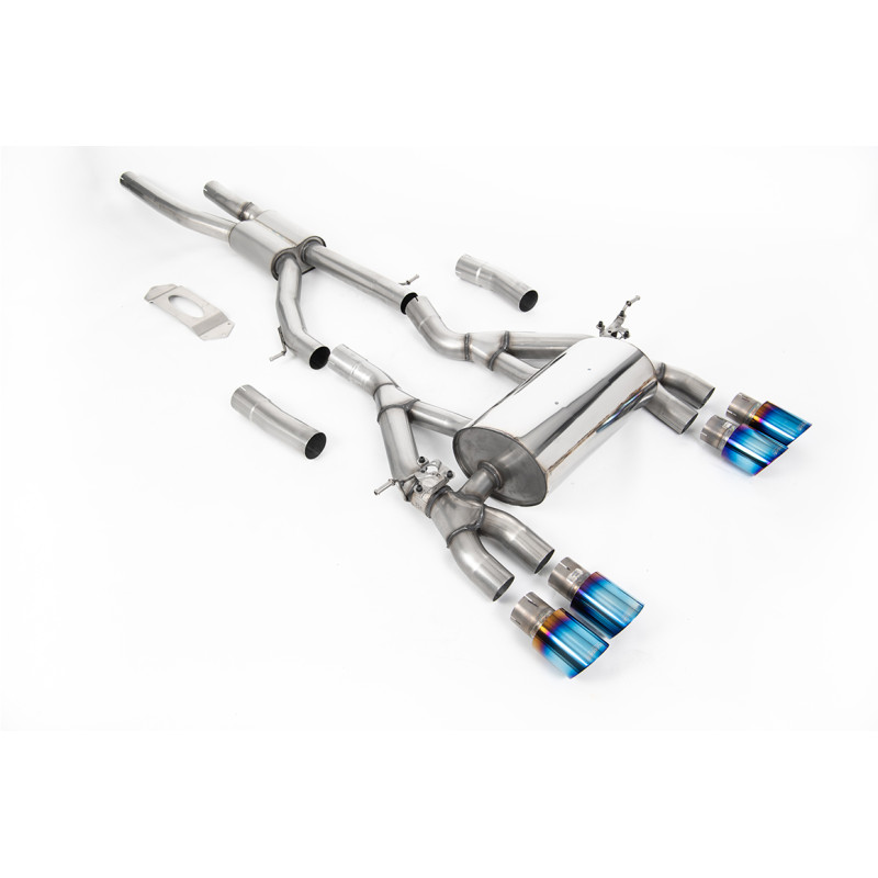 FAP Back Milltek BMW Serie 3 F80 M3 2019-2020, Serie 4 F82-F83 M4 2019-2020 - resonado Race - colas Quad GT90 Titanio azulado