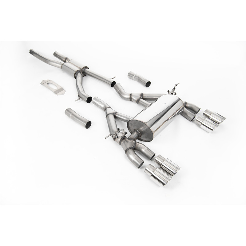 FAP Back Milltek BMW Serie 3 F80 M3, Serie 4 F82-F83 M4, homologado ECE, resonado Road, colas Quad GT90 pulidas