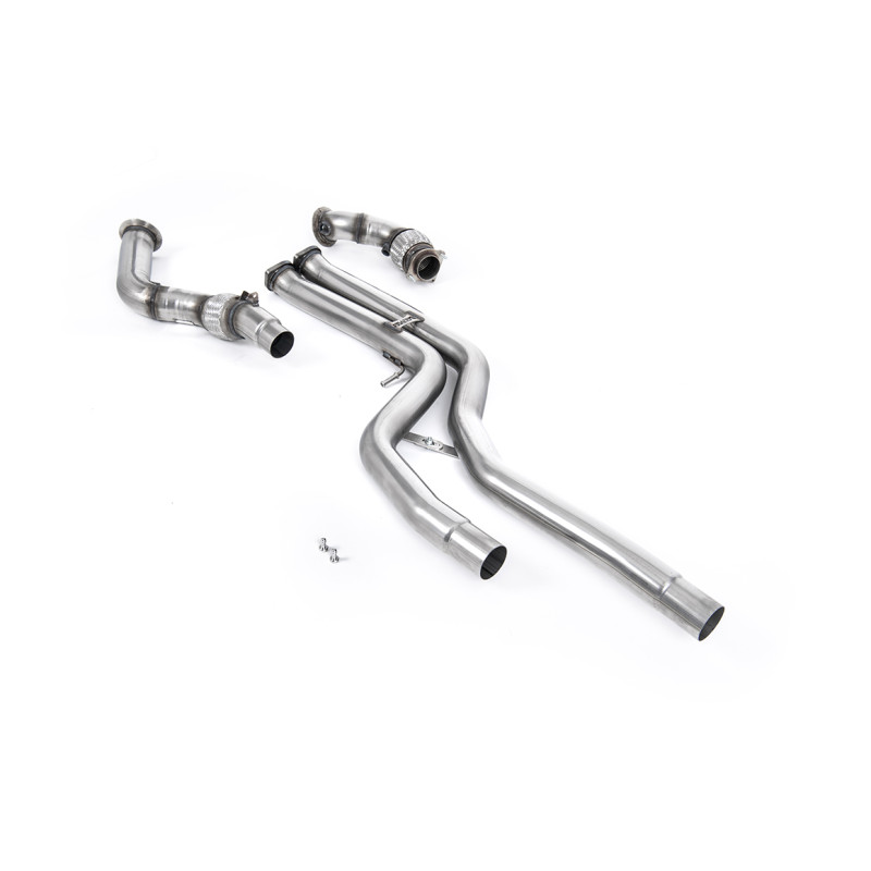 Downpipe Milltek BMW Serie 3 F80 M3 2019-2020, Serie 4 F82-F83 M4 2019-2020, tubo decat e bypass DPF