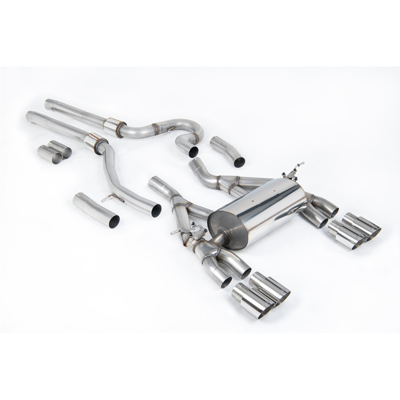 Milltek Cat-Back BMW 3 Series F80 M3 2014-2018, 4 Series F82-F83 M4 2014-2018, Non-Resonated, Quad GT90 Polished