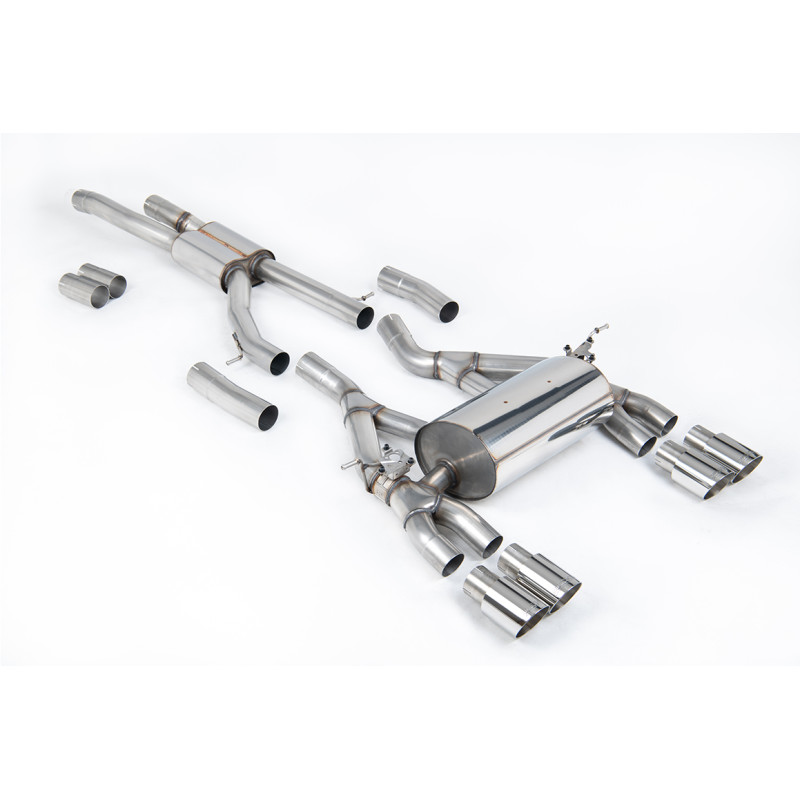 Catback Milltek BMW Serie 3 F80 M3 2014-2018, Serie 4 F82-F83 M4 2014-2018 - risonato Race - terminali Quad GT90 Lucidati