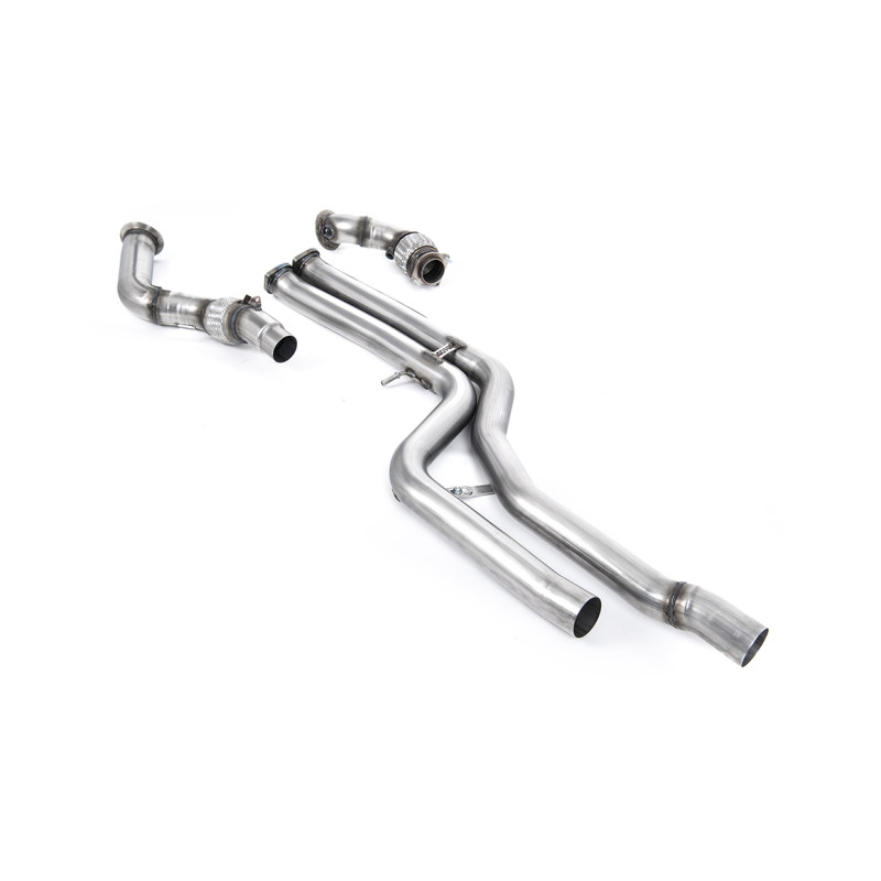 Downpipe Milltek BMW 3er F80 M3 3.0 Biturbo 2014-2018, 4er F82-F83 M4 3.0 Biturbo 2014-2018 ohne DPF, Kat-Ersatzrohr