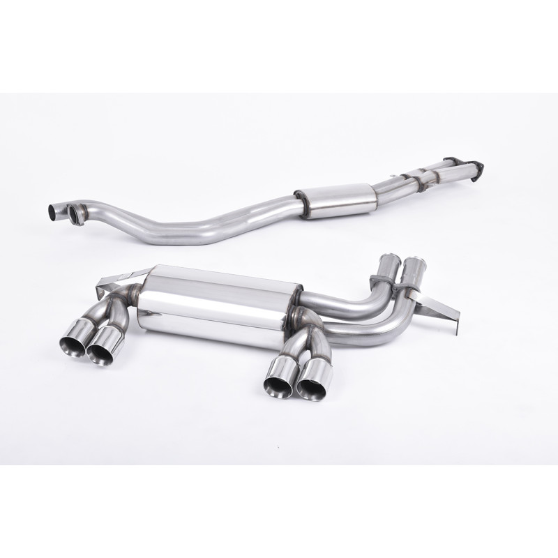 Escape cat-back Milltek BMW Serie 3 E46 M3 3.2/3.2 CSL 2001-2007, resonado, salidas Quad 80 pulidas