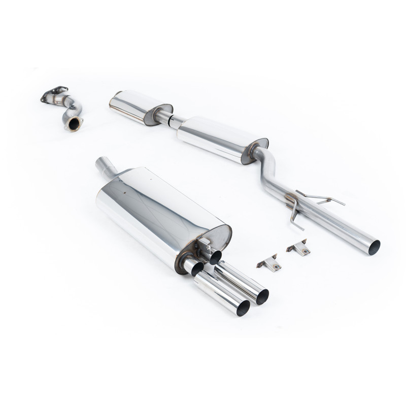 Full exhaust system Milltek BMW 3 Series E30 M3 2.3 1987-1992 - with decat pipe - OE Style tips - Decat pipe with muffler