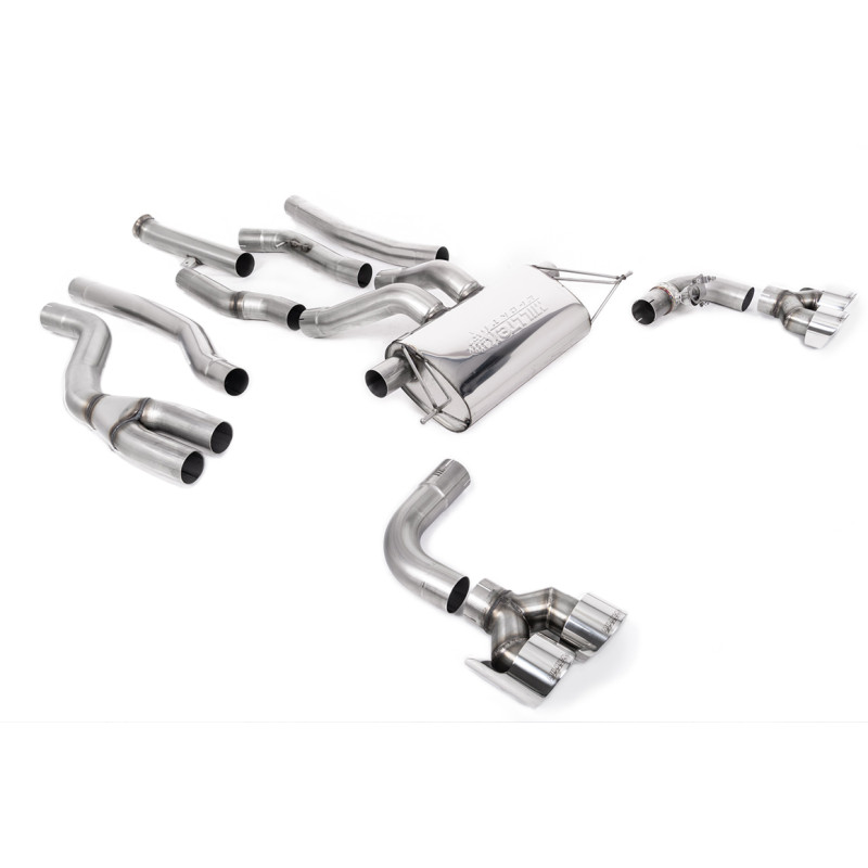Scarico cat-back Milltek BMW Serie 2 G42 M240i 3.0 2022-2025 con DPF - con eliminazione DPF non risonato - terminali Quad GT100 