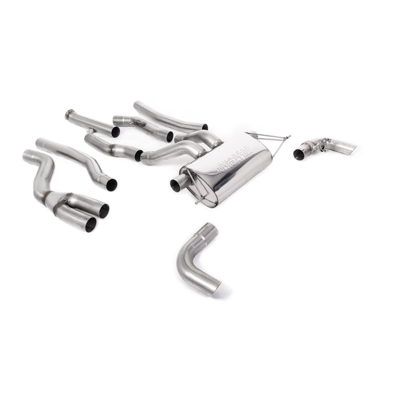 Cat-Back Milltek BMW 2 Series G42 M240i 3.0 374hp 2022-2025 with DPF, DPF delete non-resonated, OEM outlets