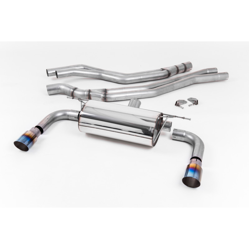 Catback Road Milltek BMW Serie 2 F22 M240i 2015-2018 - sin resonador con silenciador trasero Road - colas Dual GT90 Titanio azul