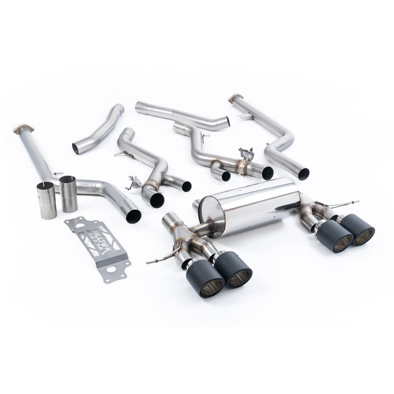 Catback Milltek BMW Serie 2 G87 M2 2023-2025 - con anulación del FAP no resonado - colas Quad Jet-115 Carbono