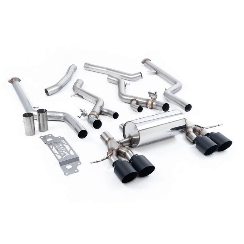 Cat-back Milltek BMW Serie 2 G87 M2 2023-2025 - con anulación FAP no resonado - colas Quad GT115 Cerakote negro