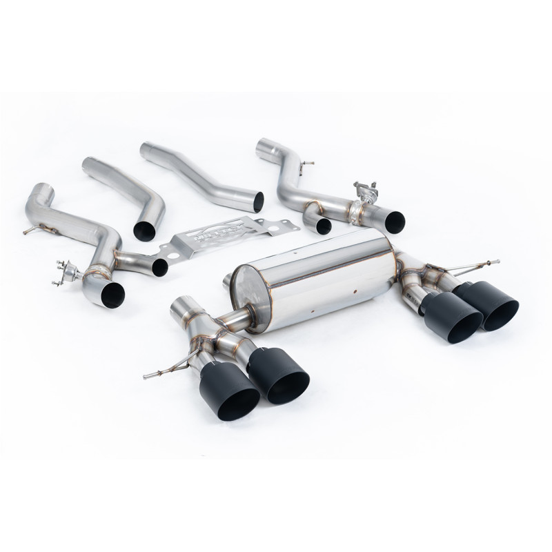 DPF Back Milltek BMW 2 Series G87 M2 2023-2025 - Post-DPF section - non-resonated - Quad GT115 Cerakote Black tips
