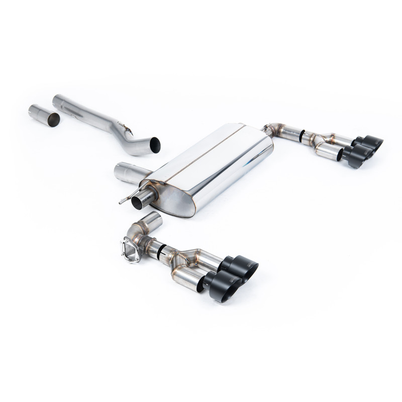 DPF-Back Milltek BMW 1er F40 - ECE-zugelassen - Maxton x Milltek - ohne Resonator - Quad-GT100-Endrohre Cerakote Schwarz