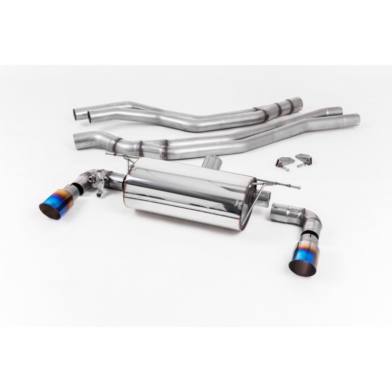 Cat-back Milltek BMW 1 Series F20-F21 M140i 2015-2018 - non-resonated with Race muffler - Dual GT90 blued titanium tips