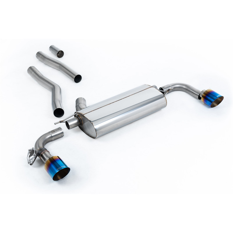 DPF-back Milltek BMW 1 Series F40 128ti 2.0 245-265 hp 2021-2024 with DPF - non-resonated - Dual GT115 blued titanium tips