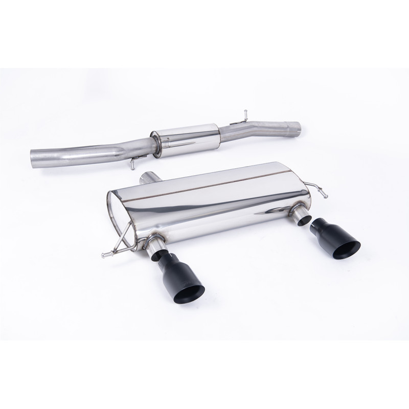 Cat-Back Race 76.2 Milltek Audi TT 8N 1.8T 180-225hp 1998-2006 - resonated - Dual GT100 Black Tips