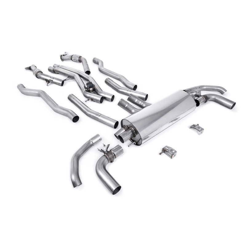 Cat-Back-Anlage Milltek Audi SQ7 2021-2025, SQ8 2020-2025 - Ohne Vorschalldämpfer und mit Active-Mittelteil - OEM-Endrohre