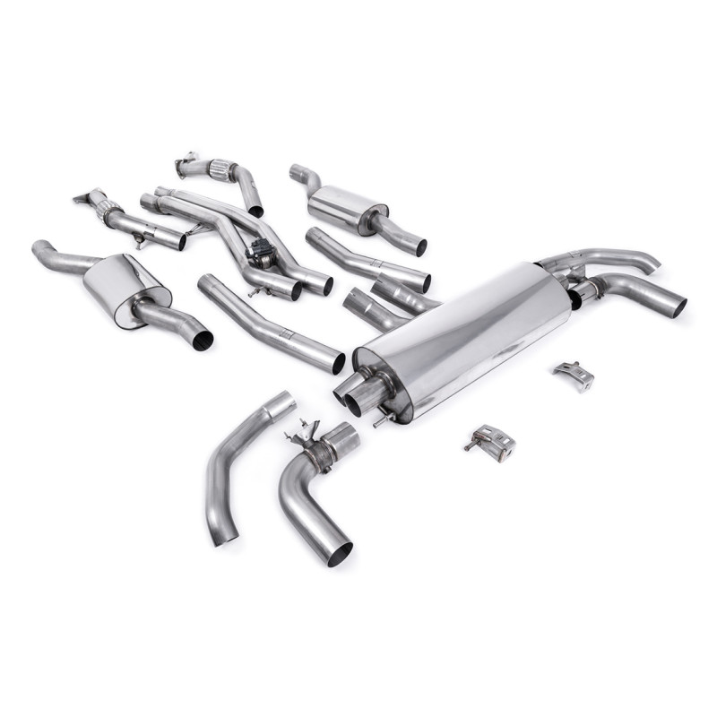 Catback Milltek Audi SQ7 2021-2025, SQ8 2020-2025 - Avec silencieux primaires et avec partie centrale Active - sorties OEM