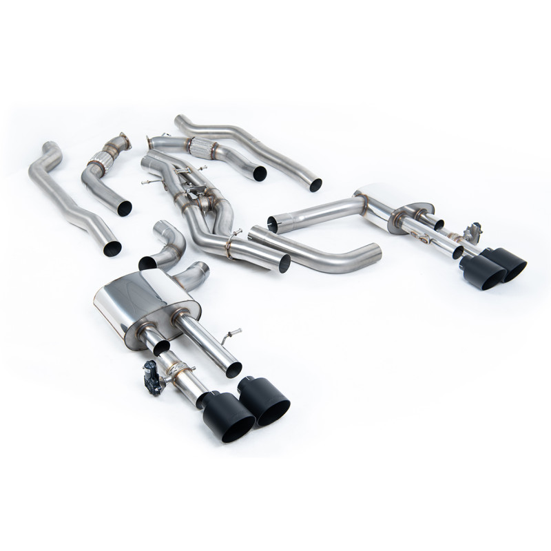 DPF-Back Milltek Audi S8 D5 - ohne Vorschalldämpfer und mit Active-Mittelteil - Quad-Endrohre GT115 Cerakote Schwarz