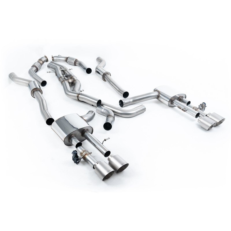 FAP Back Milltek Audi S8 D5 2020-2025 - ECE - con primario + parte central Active - salidas Quad GT115 Titanio